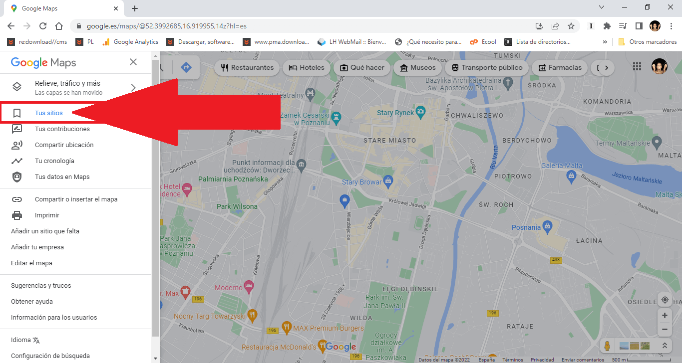 como crear un lista de sitios favoritos en google maps