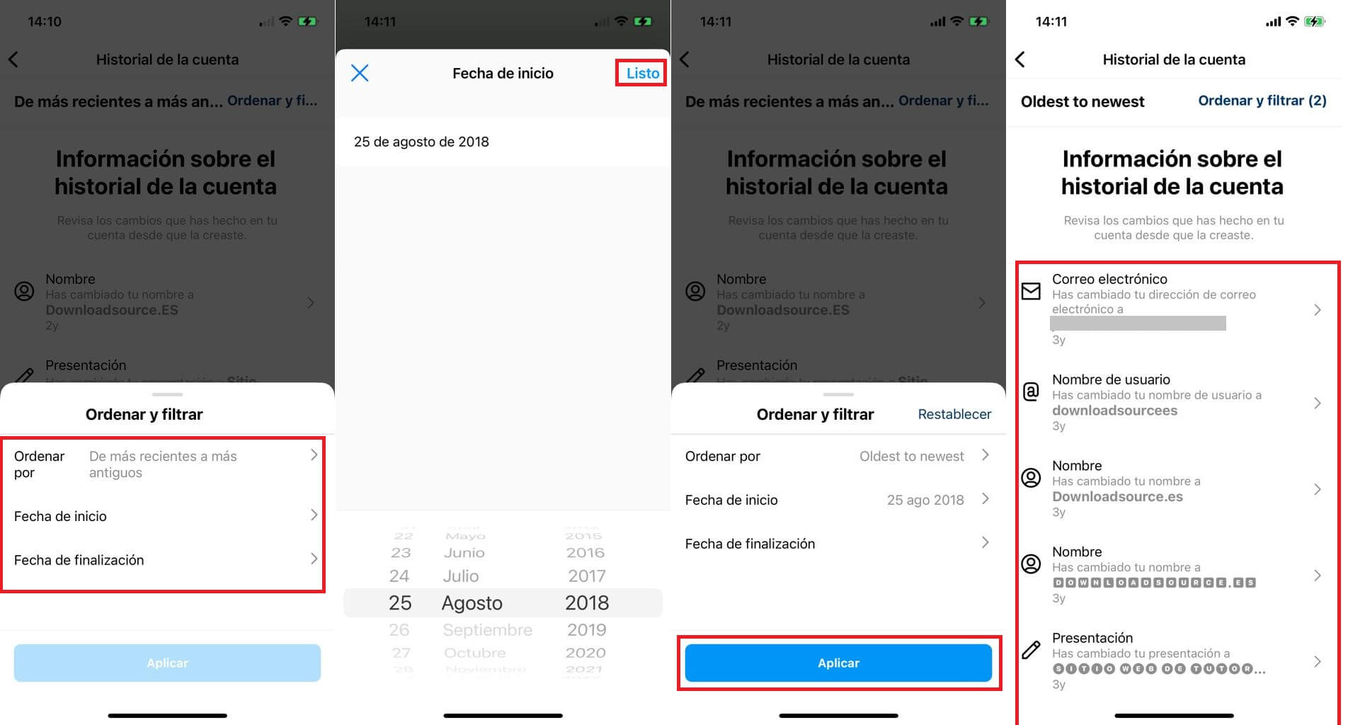 como saber los cambios que realizaste en tu perfil de Instagram desde que la creaste