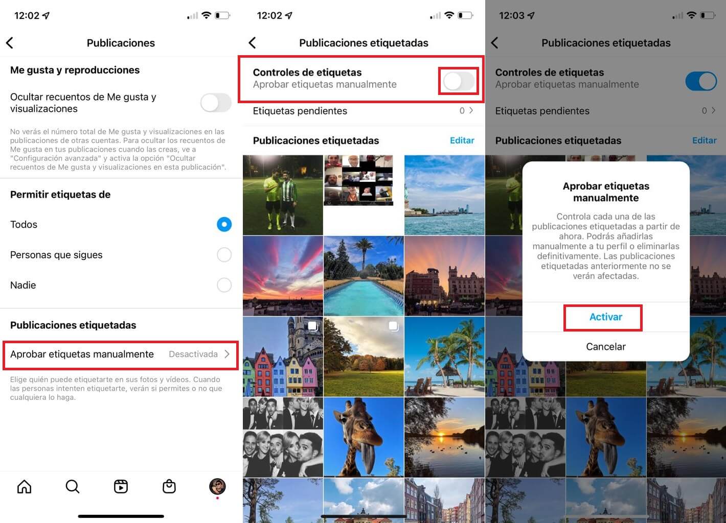 como ocultar fotos y videos en los que estamos etiquetados en Instagram