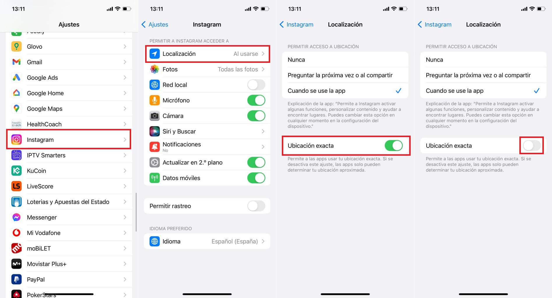 como evitar el uso de tu ubicación exacta en Instagram