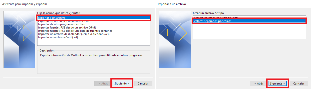 como obtener la lista de contactos de outlook