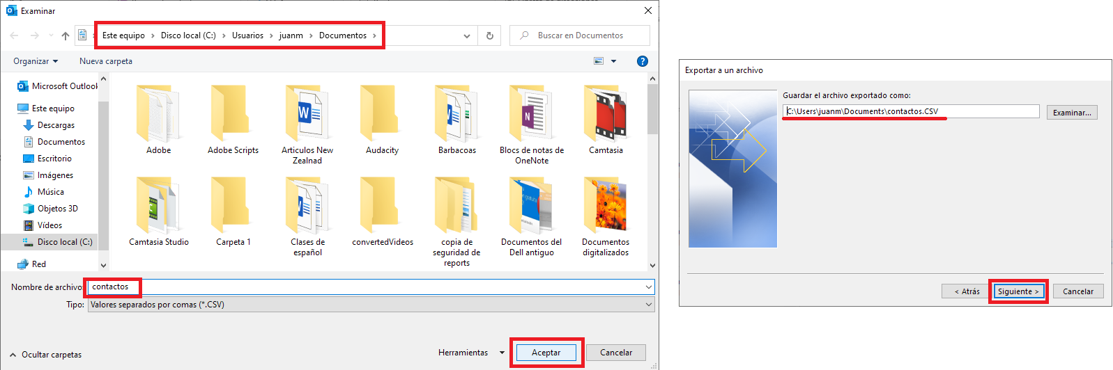 Podemos obtener los contactos de outlook