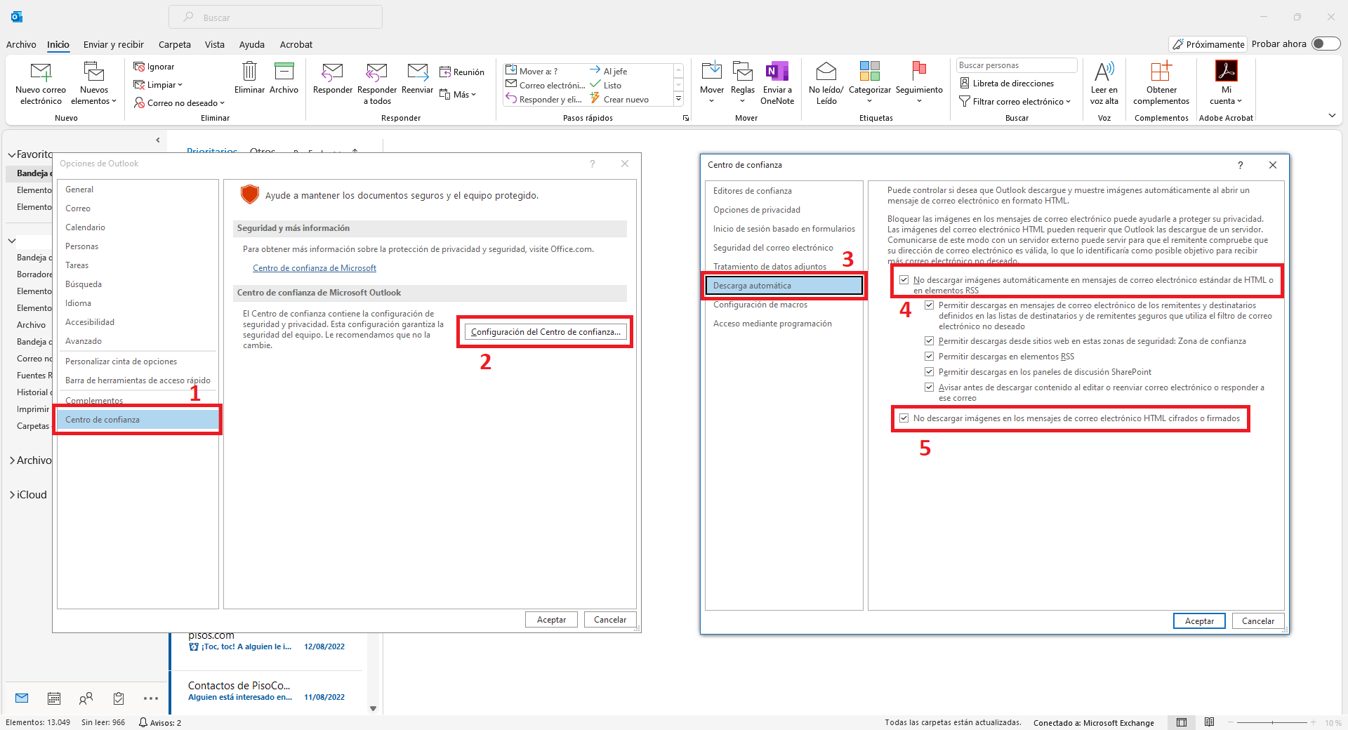 correo electronico con seguimiento en Outlook, como desactivarlo