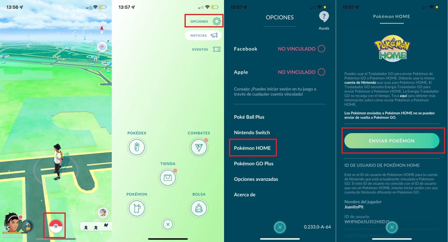 como transferir un pokemon desde pokemon go a pokemon home