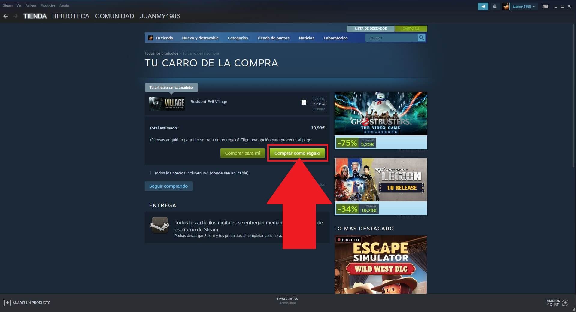 como enviar un videojuego como regalos