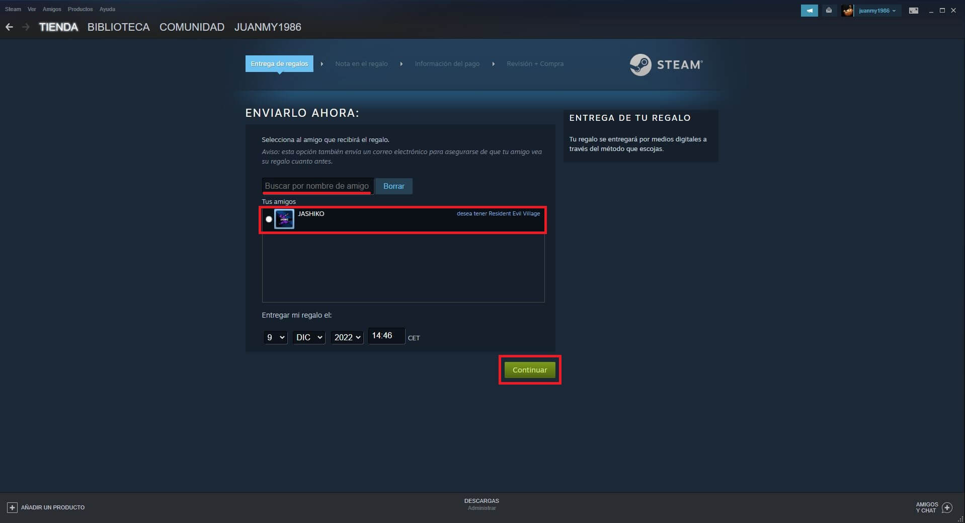 como puedo enviar videojuego como regalo en steam