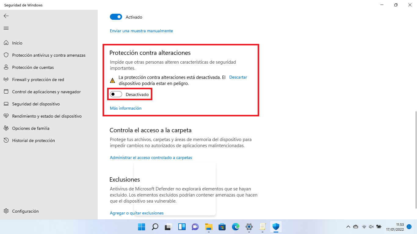 desactivar por completo Microsoft Defender en Windows 11