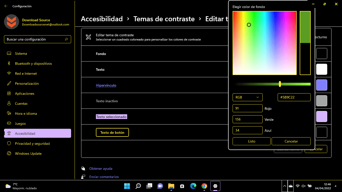 como personalizar los temas de contraste en Windows 11