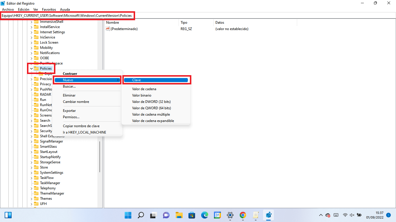 impedir cambios en el editor de registro de windows