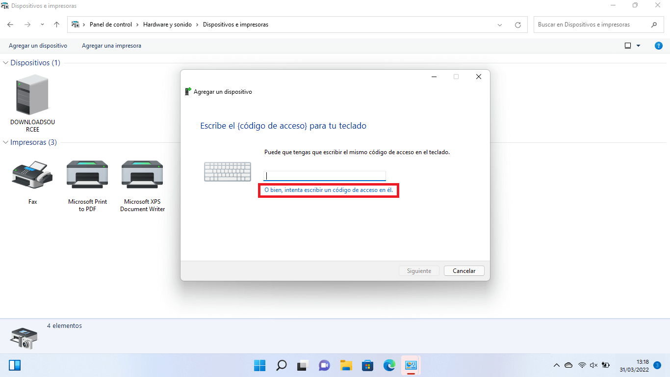 Windows 11 pide el codigo PIN del dispositivo Bluetooth que queremos conectar