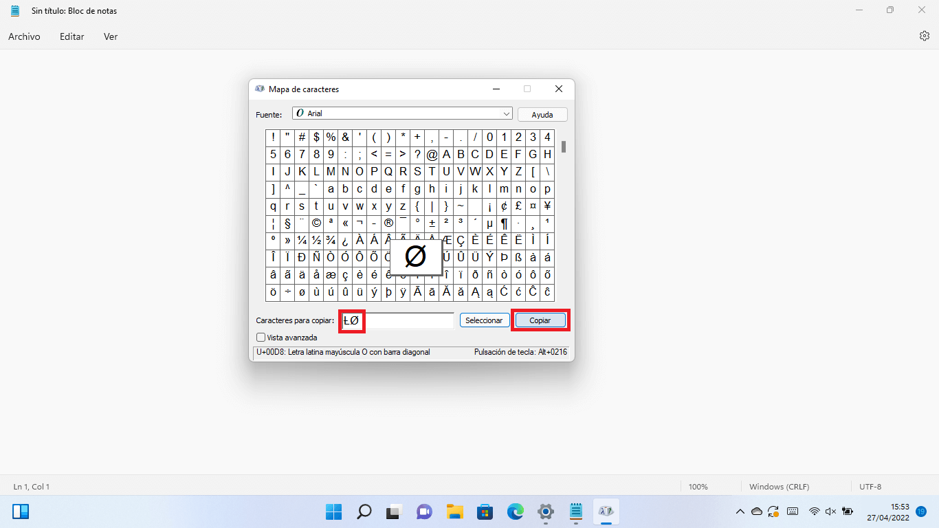 windows 11 como escribir caracteres especiales