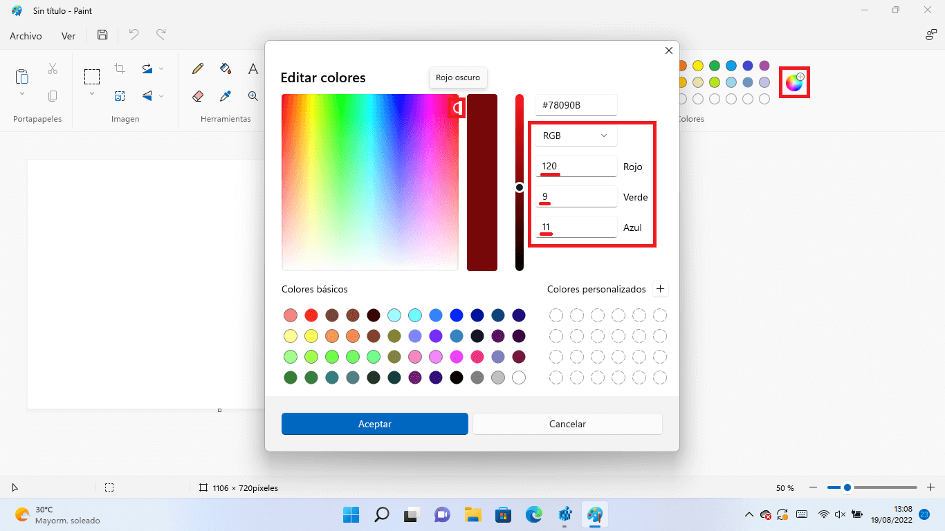 personalizar el color del rectángulo de selección de Windows 11