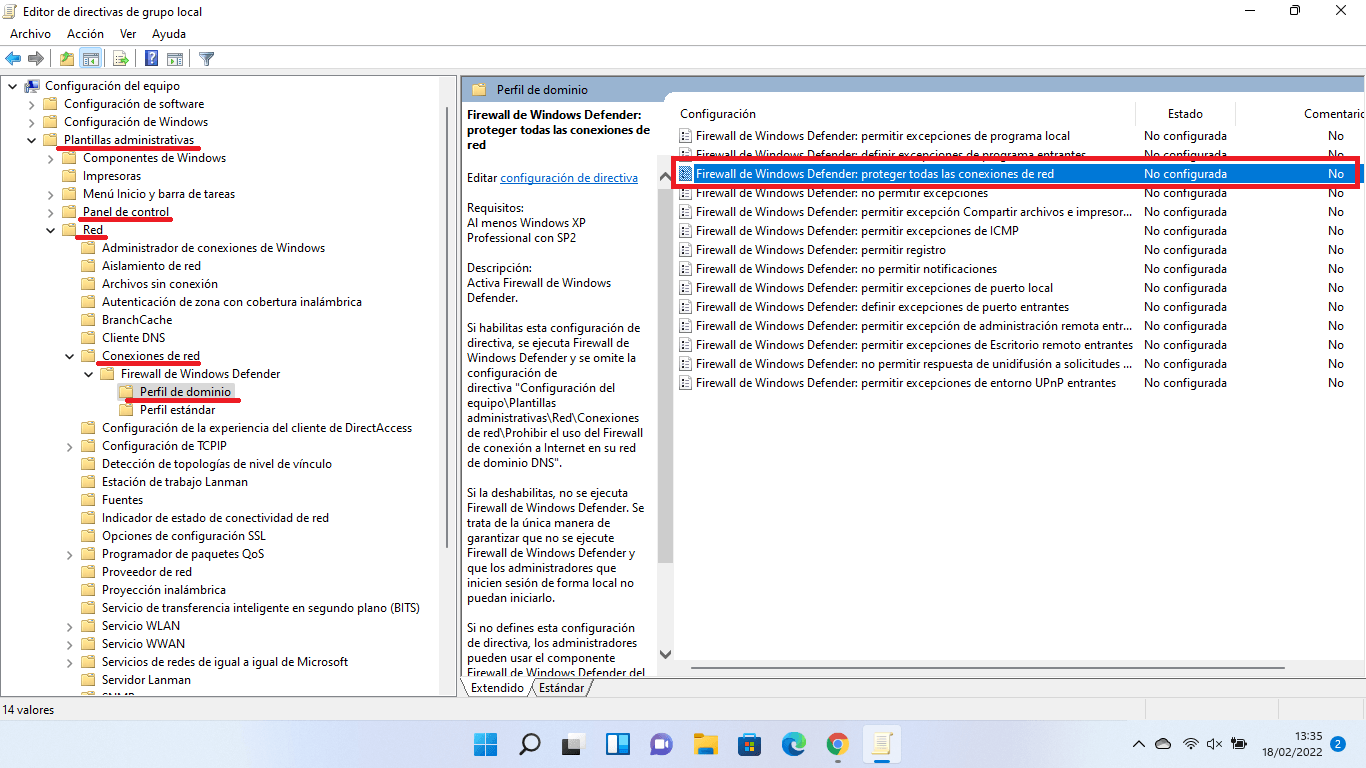 windows 11 permite desactivar el cortafuego de seguridad