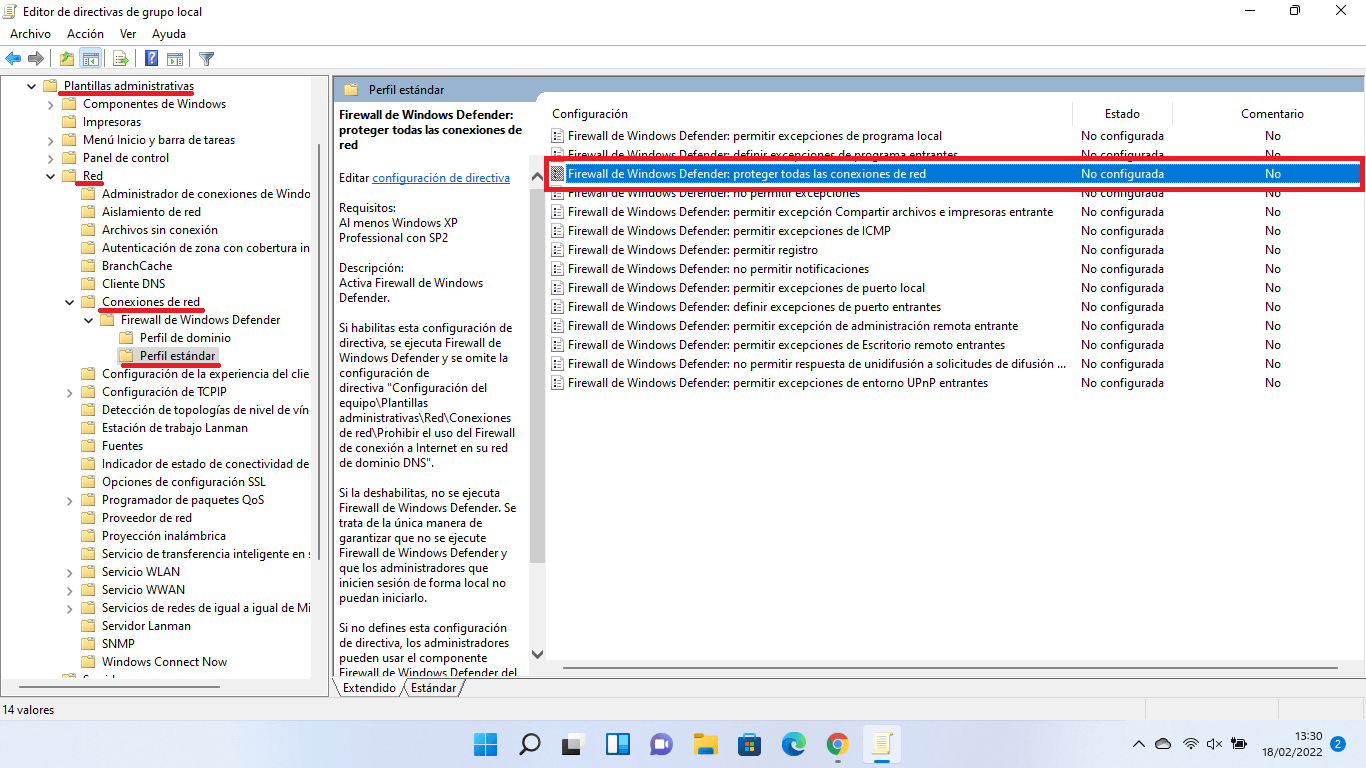 windows 11 permite deshabilitar el cortafuego de seguridad