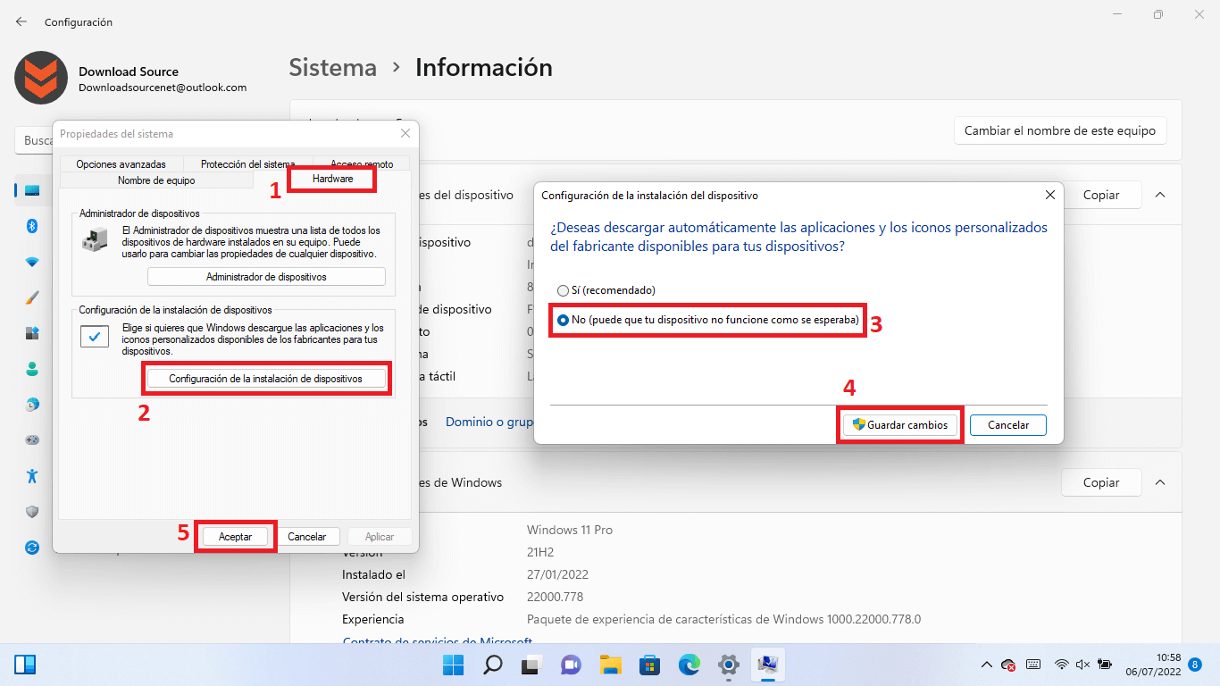 evitar la descarga e instalacion de drivers en windows 11 de forma automatica