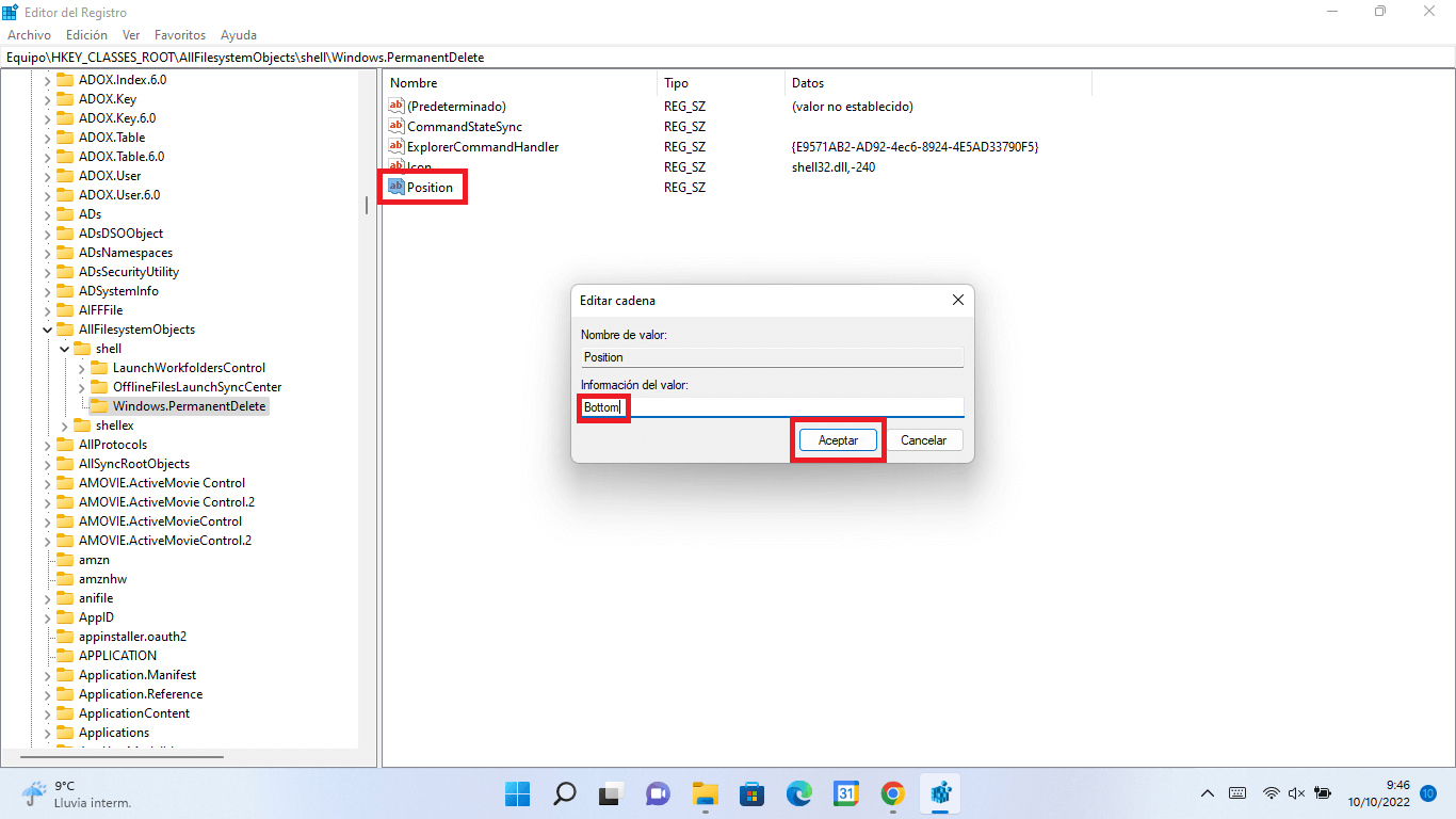 Windows 11 con Eliminar Permanentemente en el menu contextual