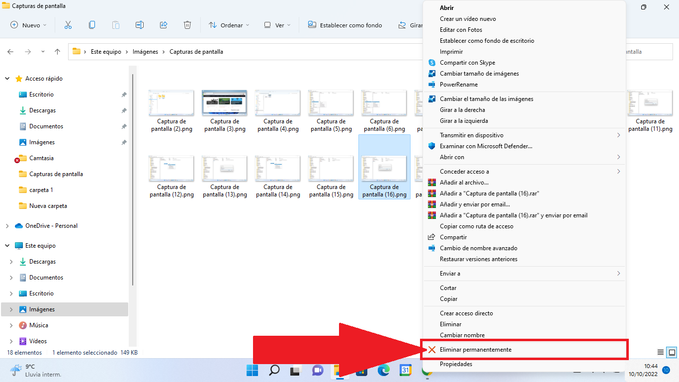 Como añadir la opción Eliminar Permanentemente al menú contextual de Windows 11