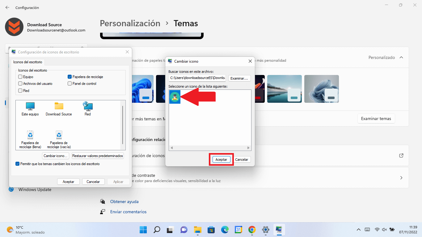 windows 11 pemrite cambiar los iconos predeterminados de usuairos