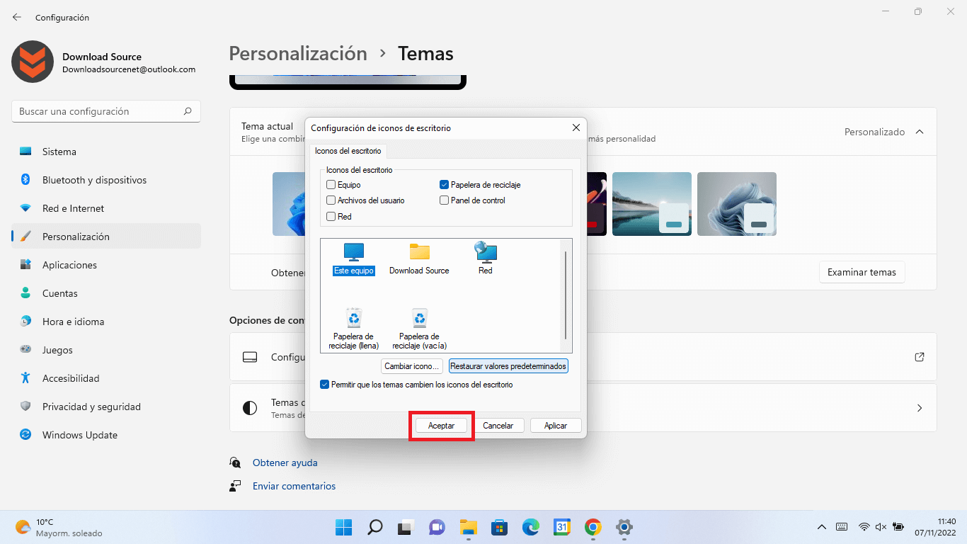 como personalizar los iconos de usuario de Windows 11