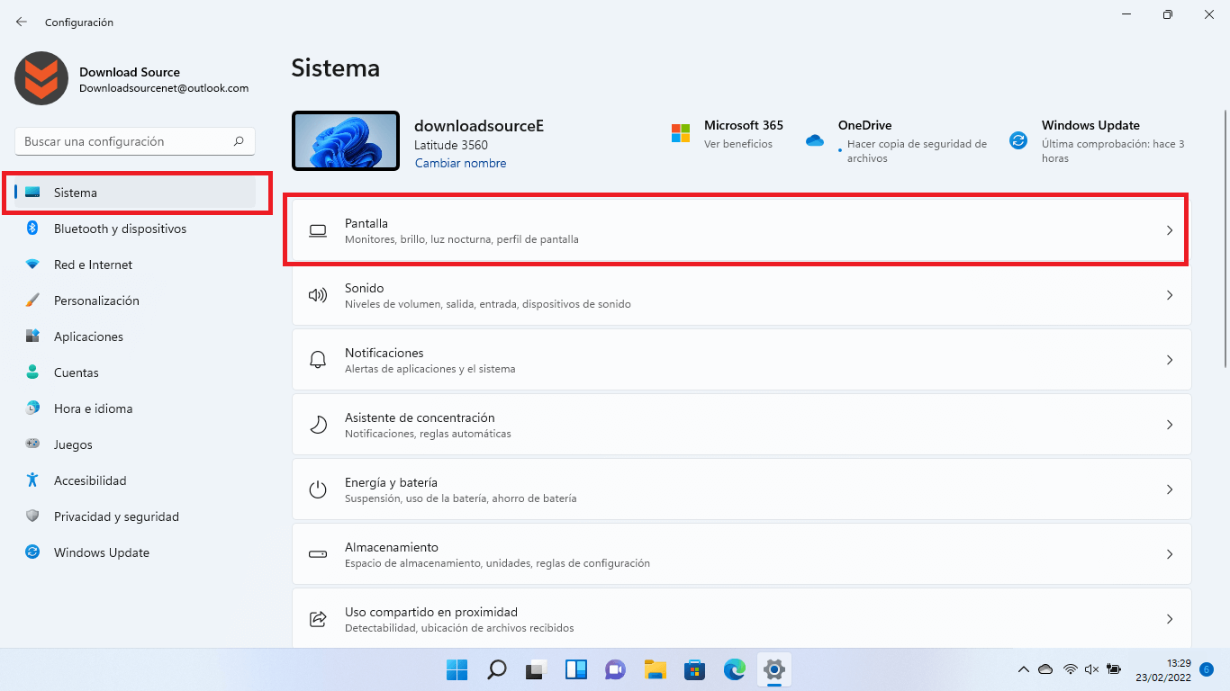 como activar la luz nocturna de windows 11