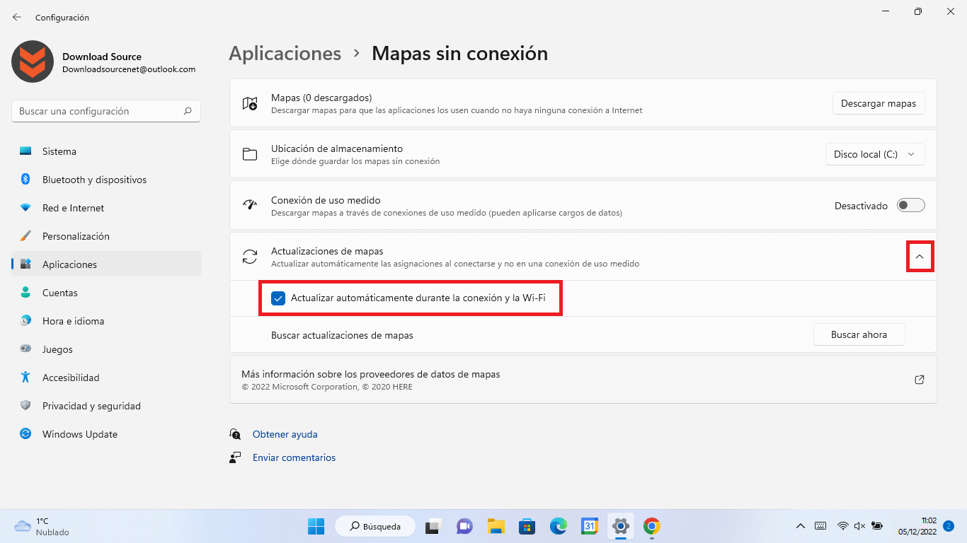 windows 11 permite actualizar los mapas sin conexión a internet