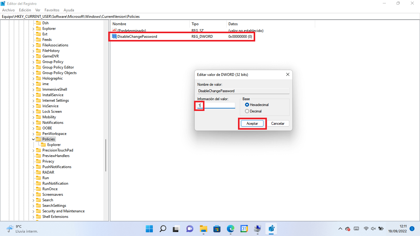 como impedir que se cambie la contraseña de una cuenta de usuario de windows 11