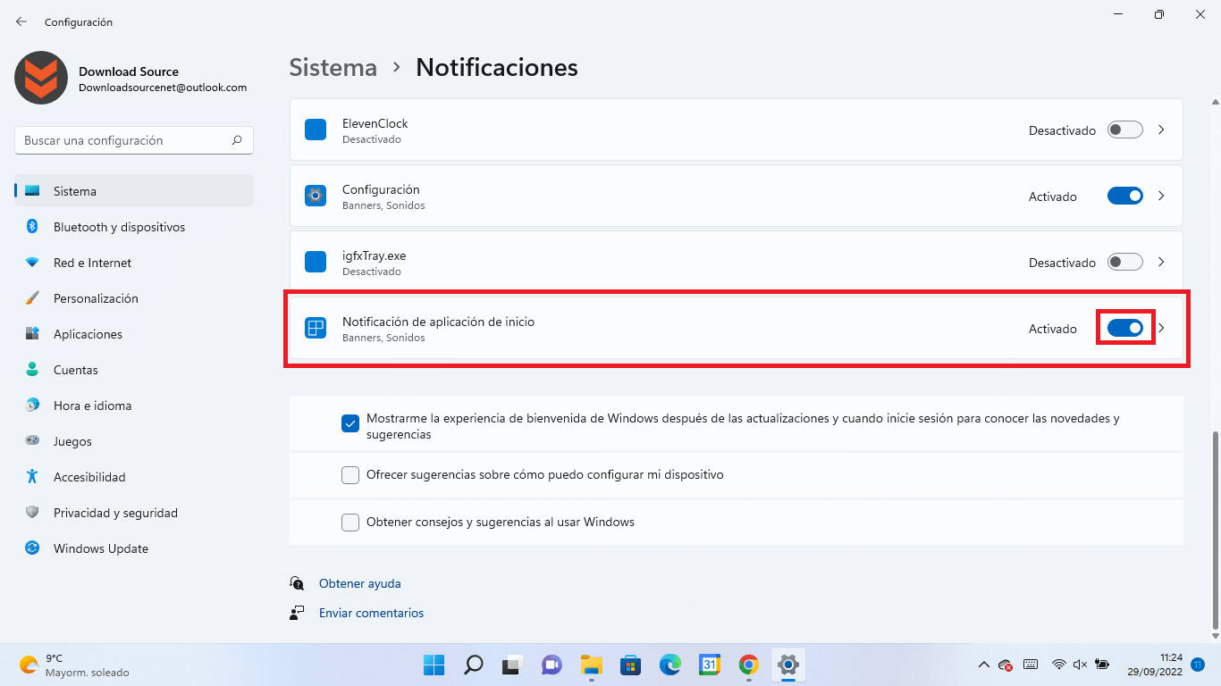 windows 11 notifica cuando un programa se añade al arranque del sistema