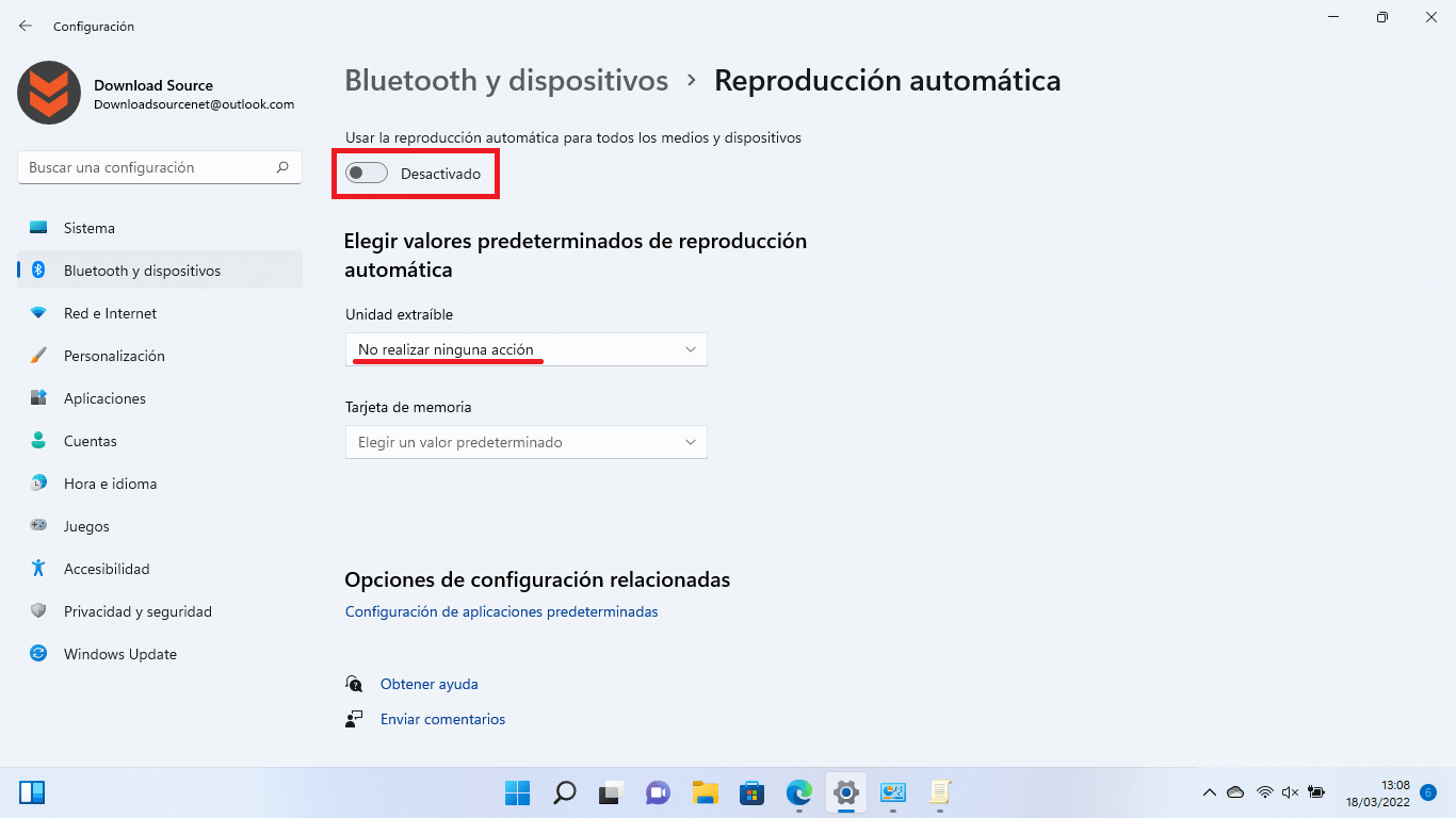 deshabilitar reproducción automática