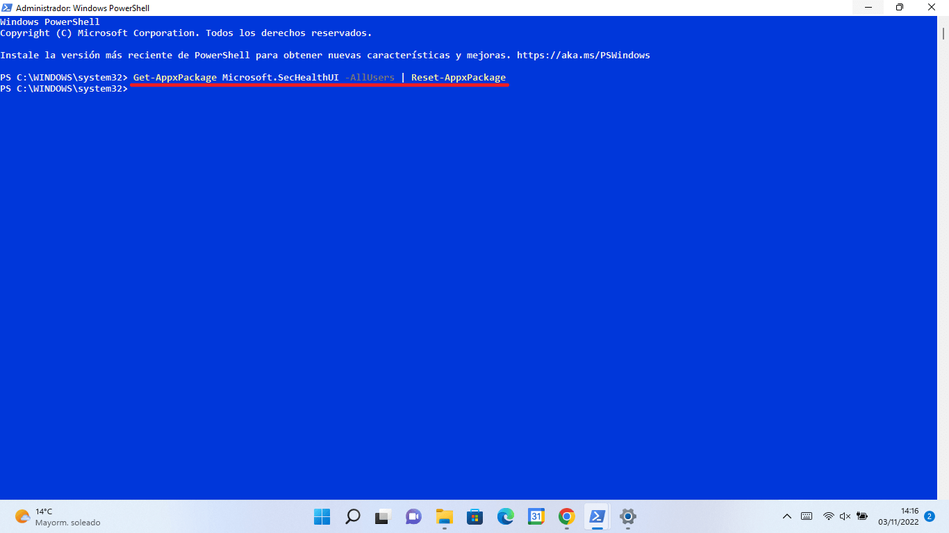 Seguridad de Windows y como reiniciarla a la configuracion predeterminada