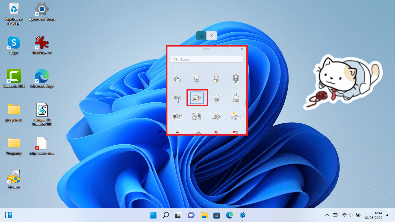 como poner stickers en windows 11