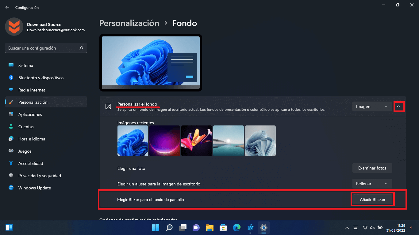 como añadir sticker en windows 11