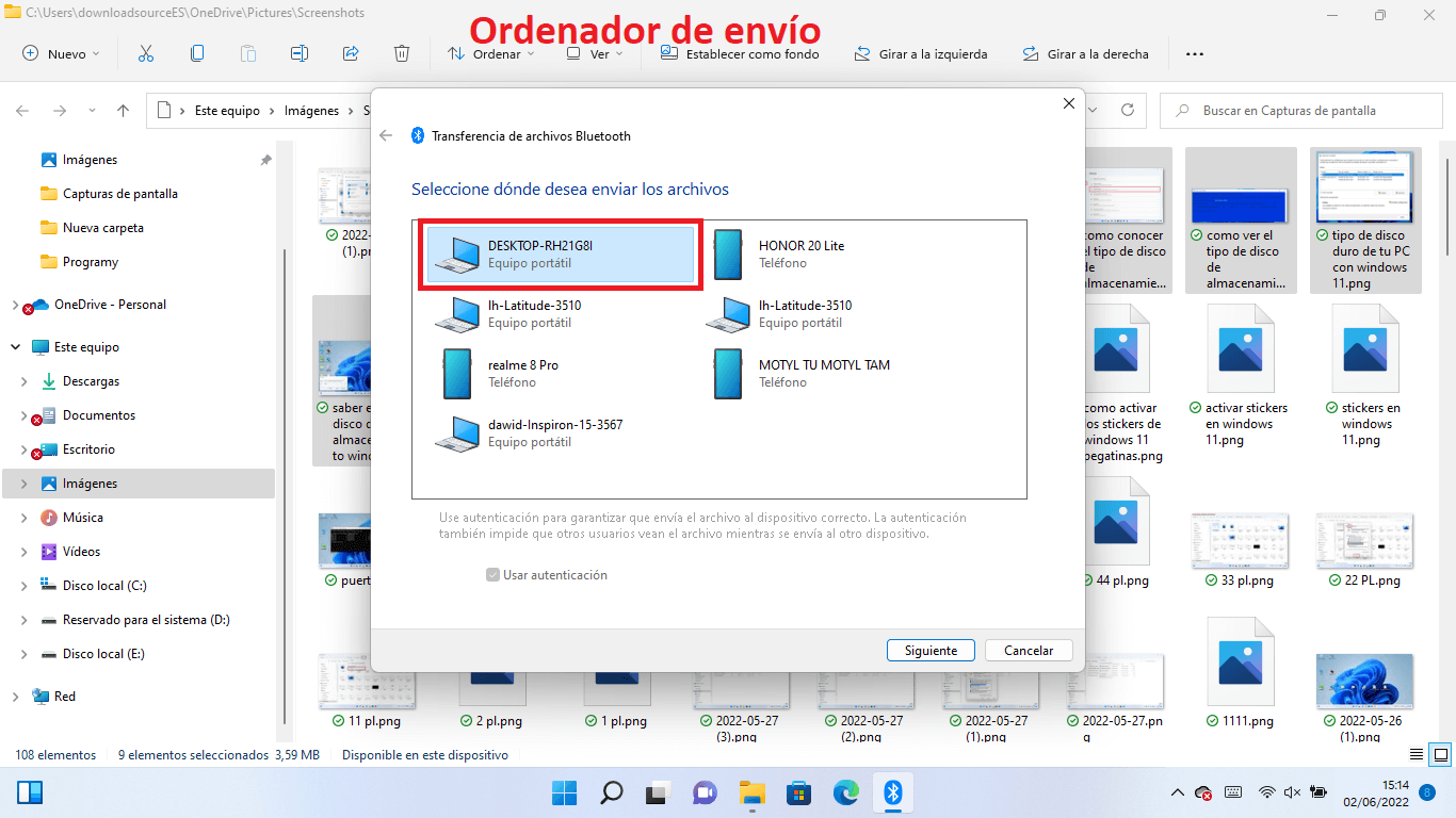 función enviar archivo por bluetooth a otro ordenador con windows