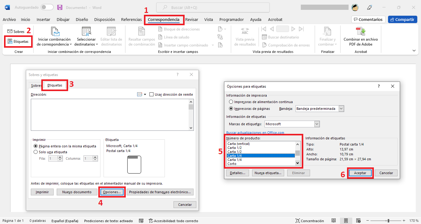 como dividir un documento word en 4 partes