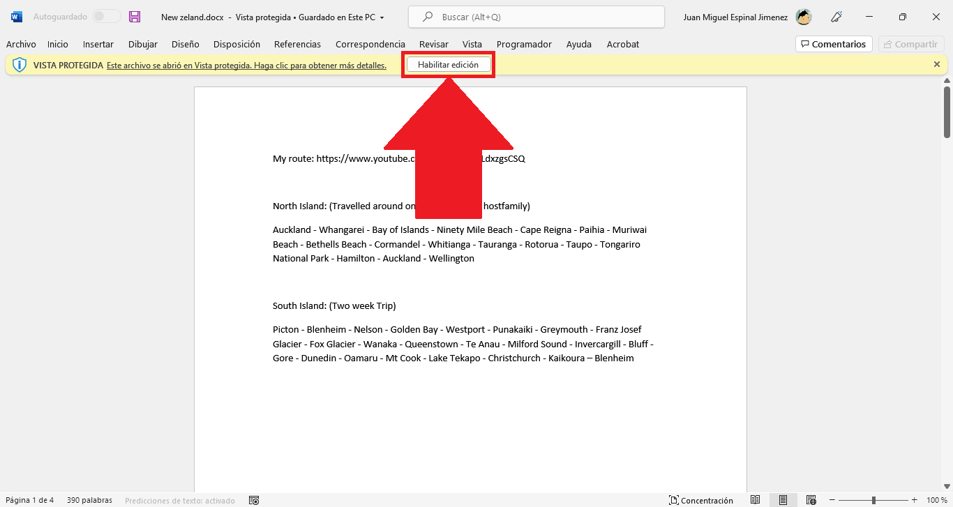 Microsoft word permite abrir documentos doc en modo vista protegida