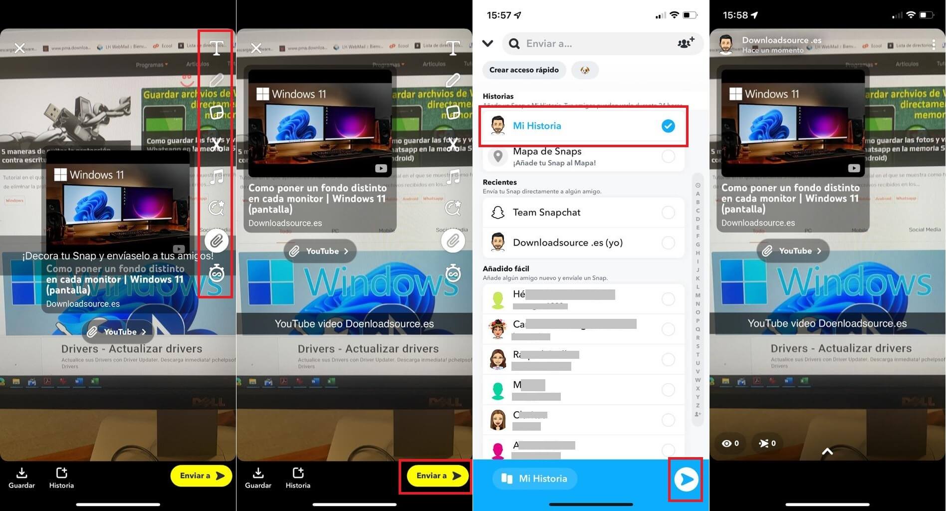 snapchat te permite publicar videos de Youtube en tus historias