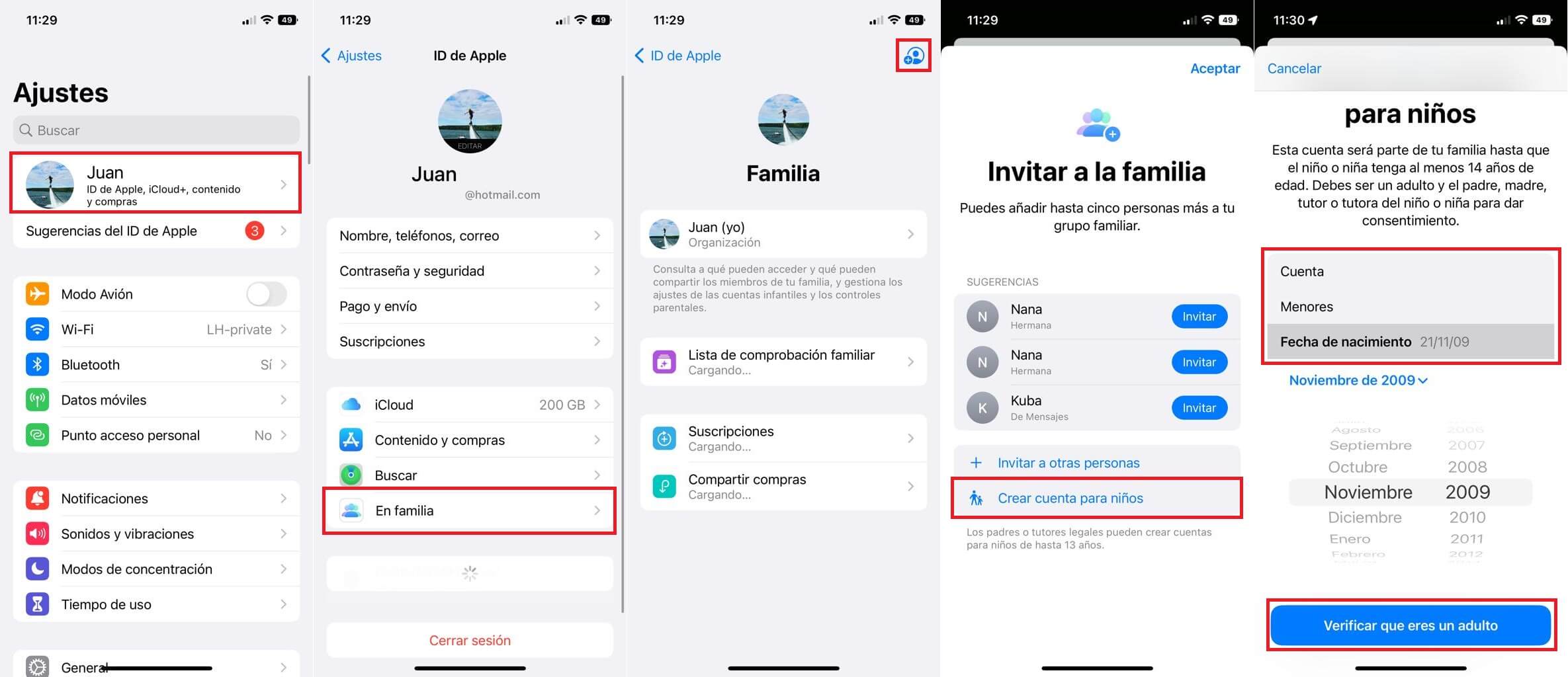 como crear una cuenta de correo electrónico de icloud para control parental