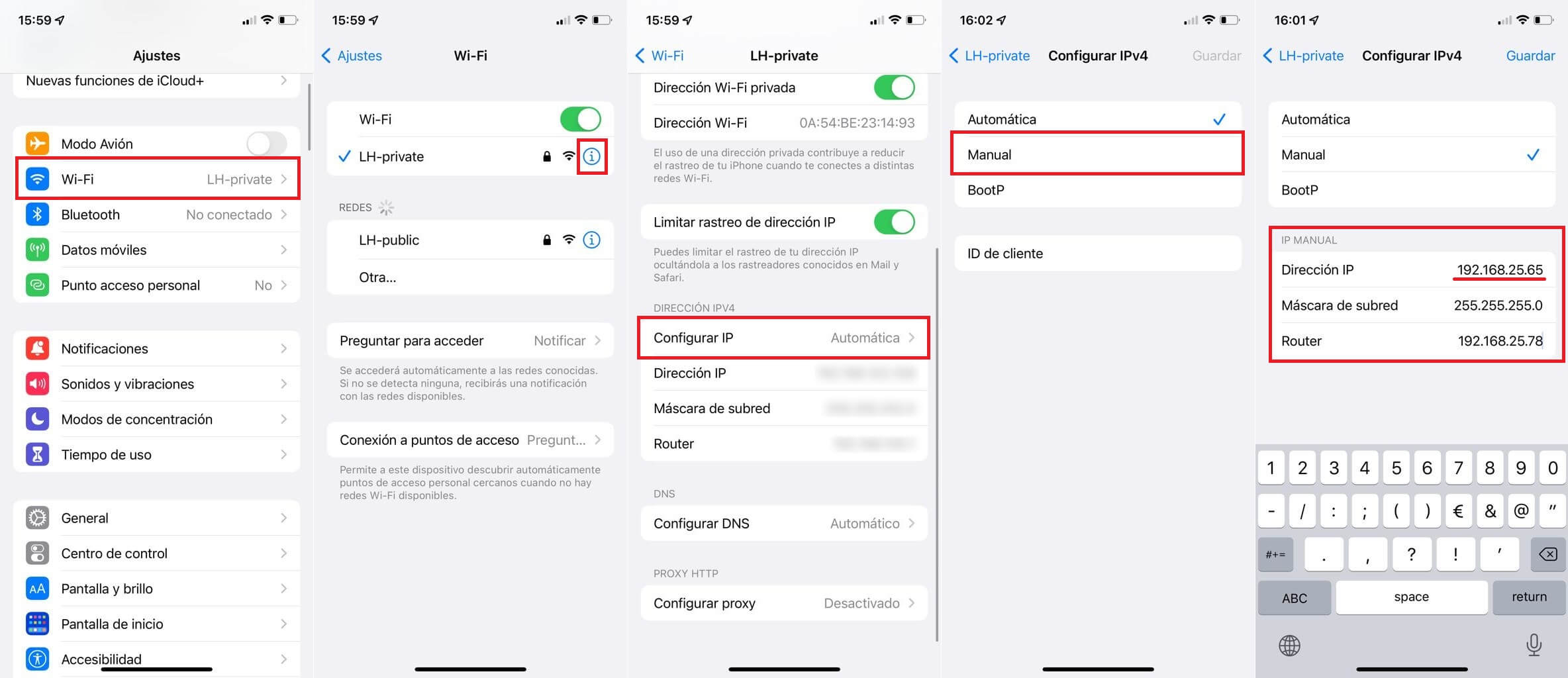 cambiar la IP de forma manual en tu iPhone