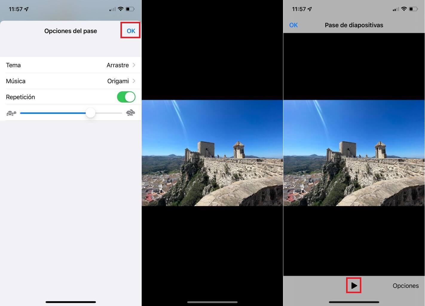 como poder ver las fotos y videos de iPhone en diapositivas.