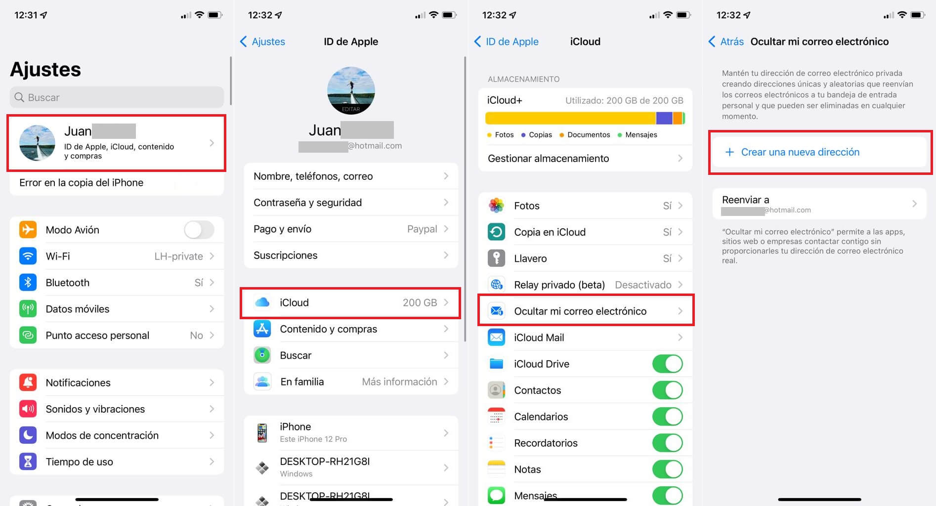 como ocultar tu correo electronico en los formularios desde iPhone