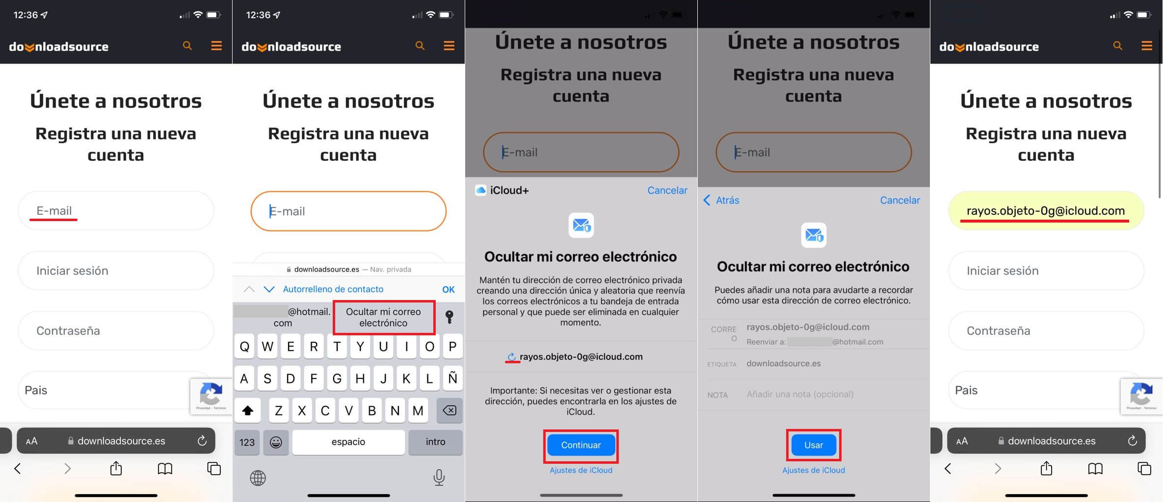 iPhone permite ocultar las direcciones de correo electronico