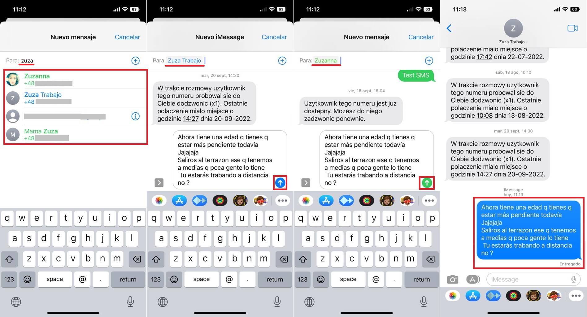 iPhone permite reenviar  sms o mms 