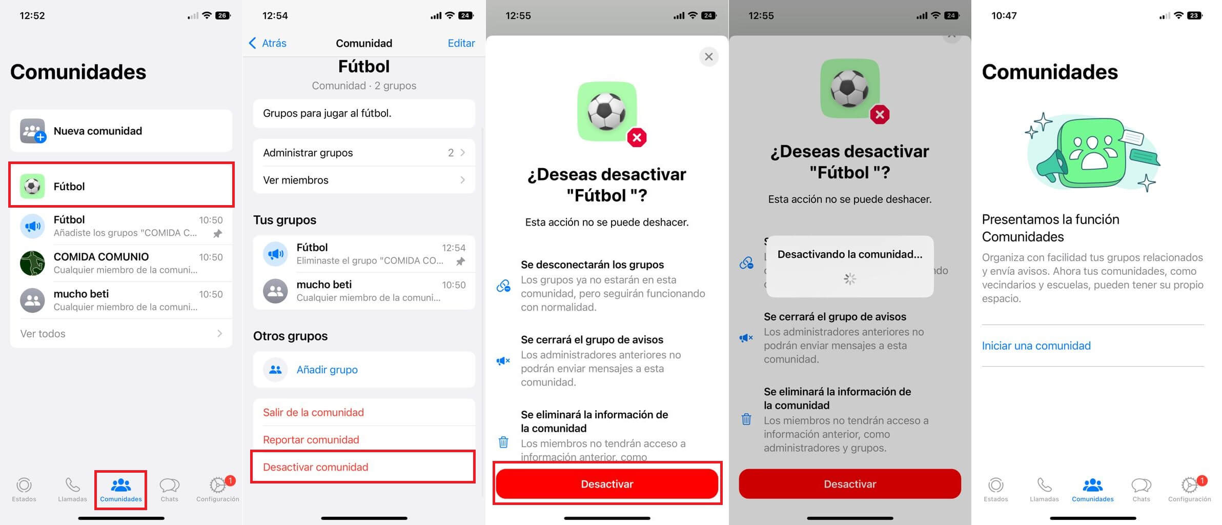 como desactivar una comunidad de Whatsapp