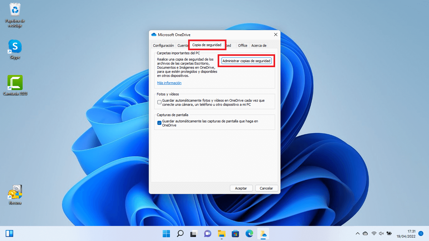 onedrive permite crear copia de seguridad automatica en windows 11