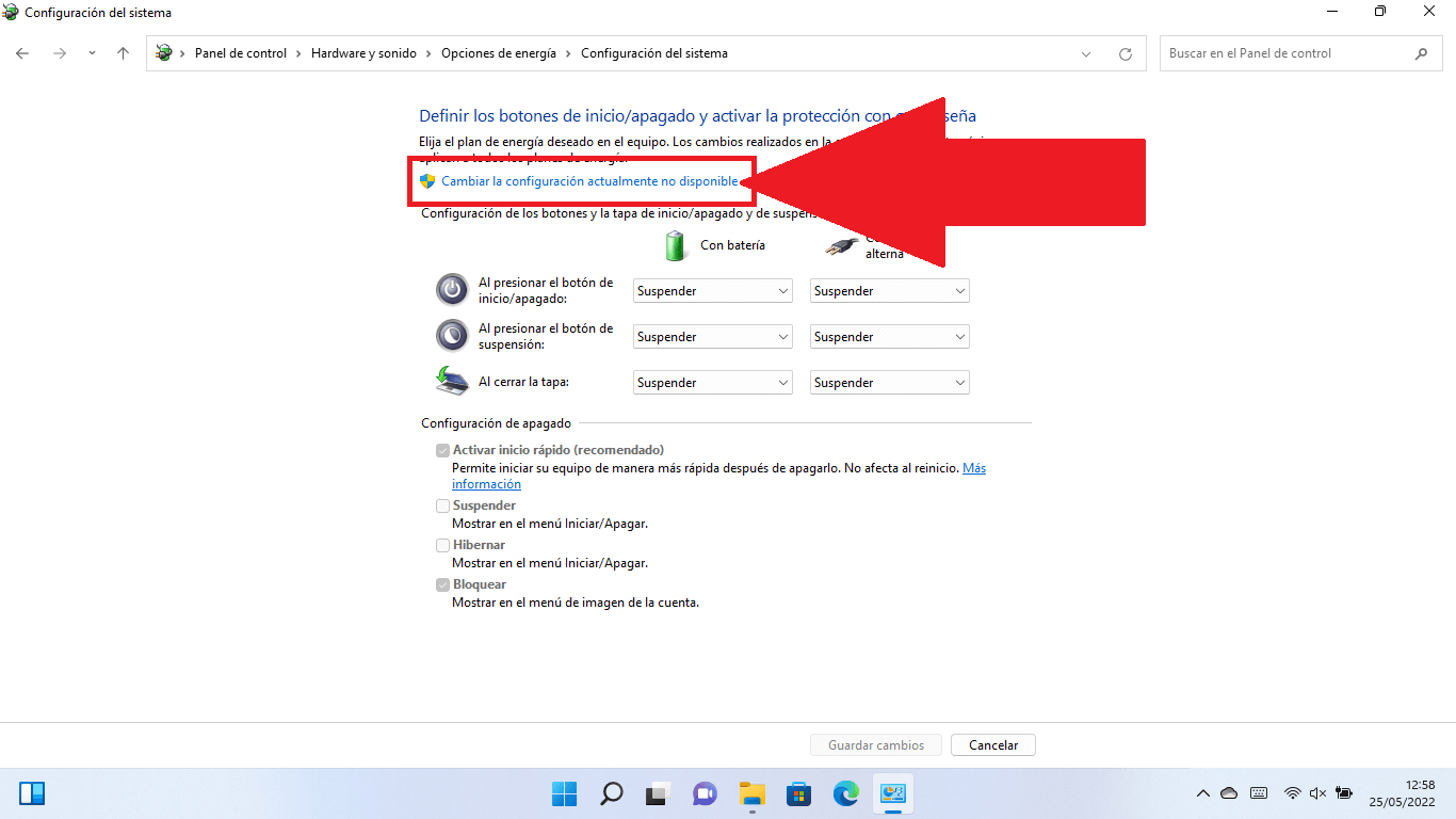 como solucionar windows 11 no muestra la opción suspender