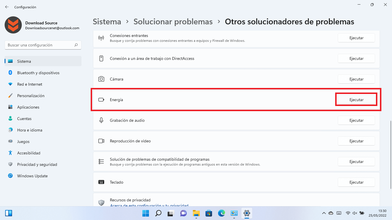 para hacer que windows 11 muestre la opcion suspension 