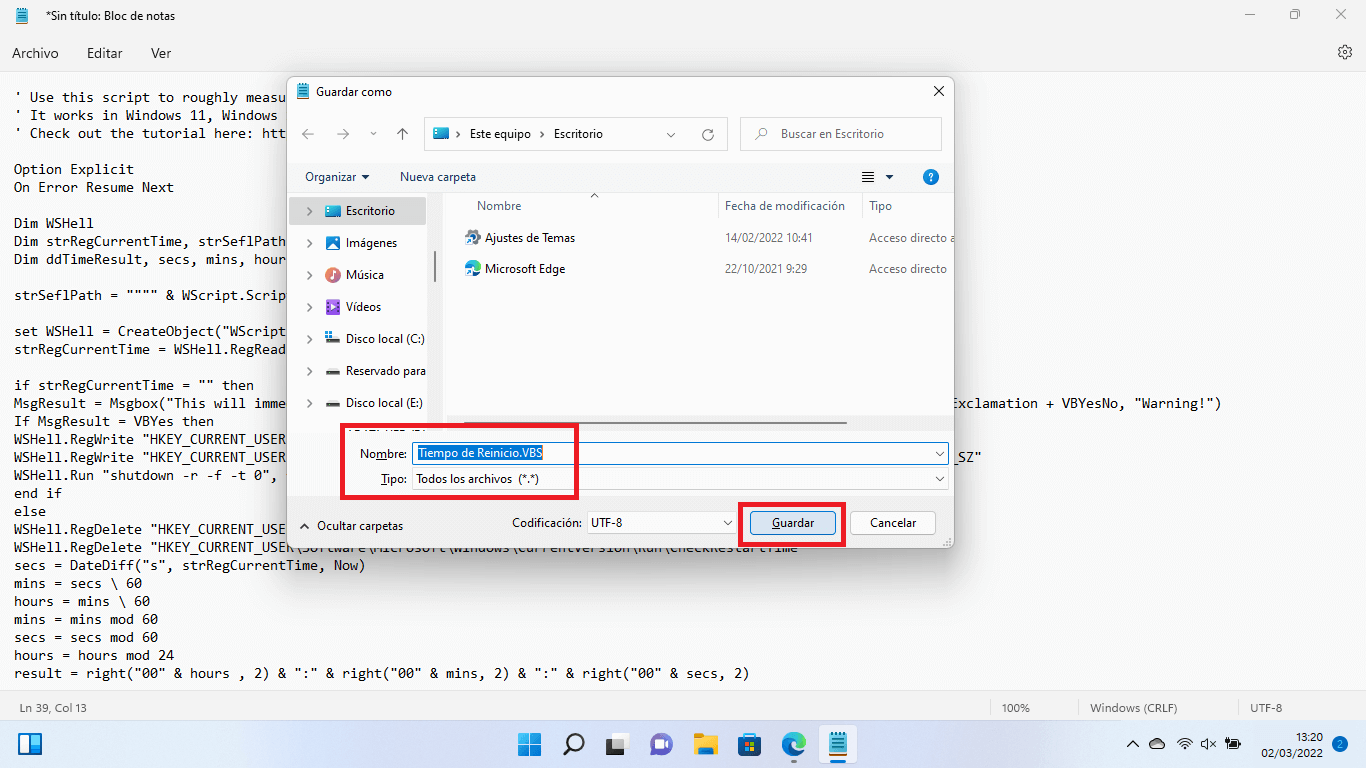 saber el tiempo exacto de reinicio de tu ordenador con windows 11