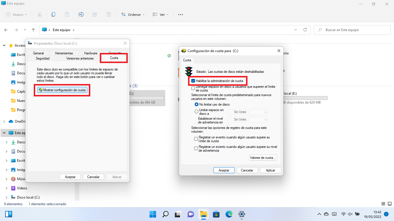 como otorgar limite de almacenamiento para tus cuentas de usuario de windows 11