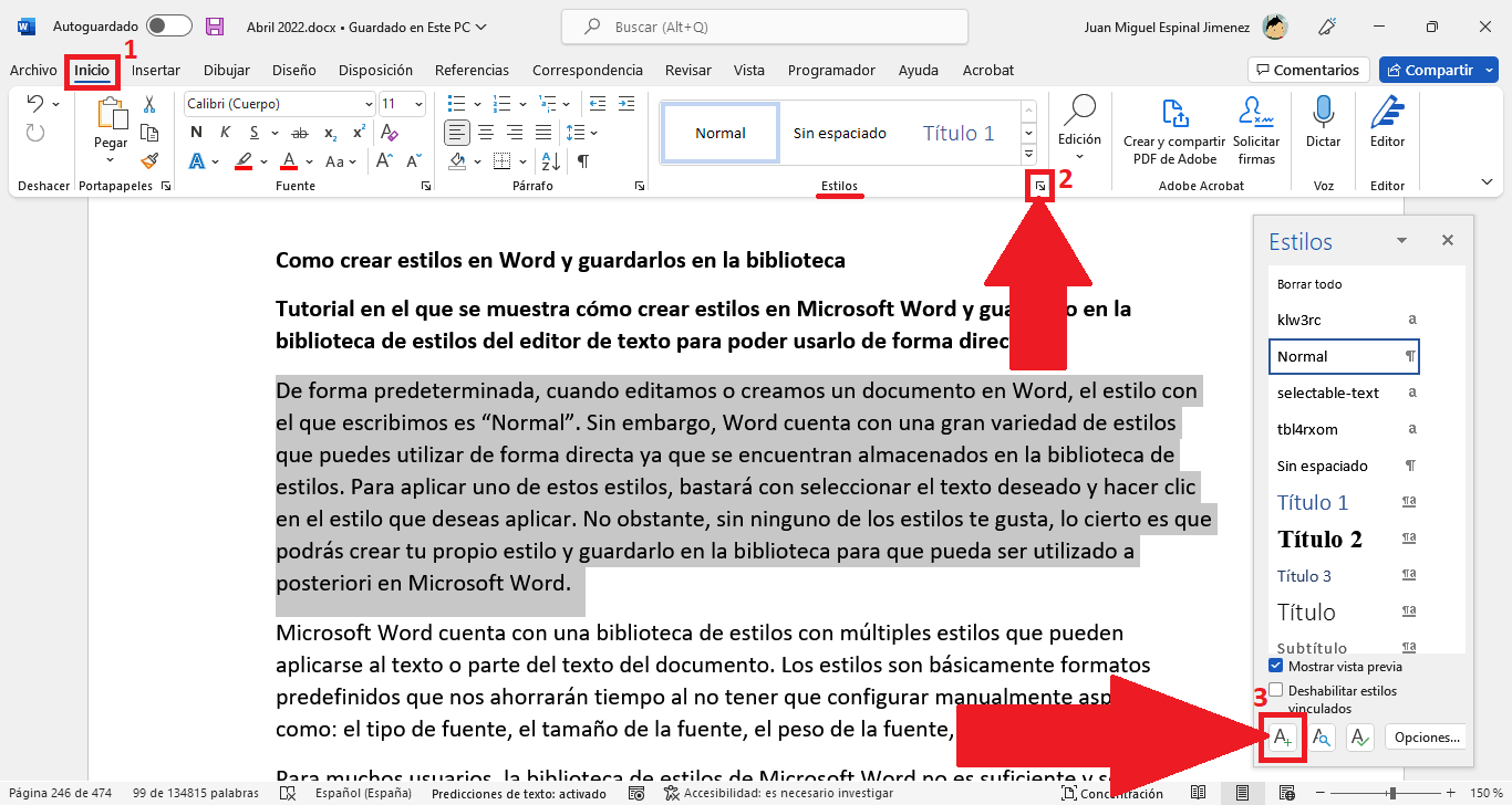 Microsoft Word, como crear y guardar un nuevo estilo de texto