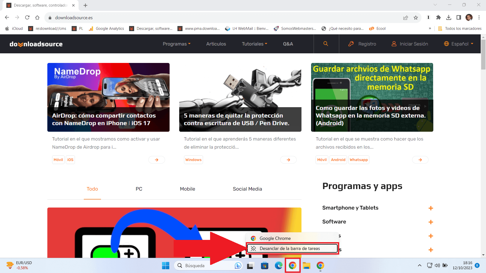 2 accesos directos de Chrome en la barra de tareas de Windows