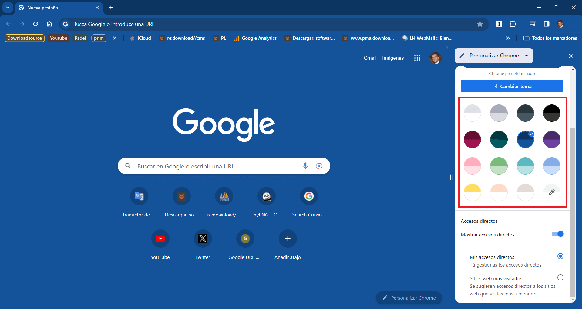 como cambiar el color de Chrome